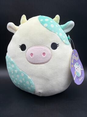 Squishmallows Belana Cow Easter Daisy Floral Belly Plush 8” Kellytoy w/ Hang Tag